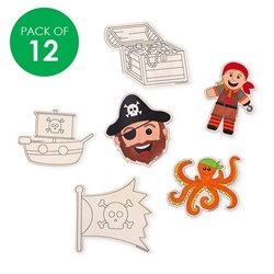Printed Wooden Pirate Shapes - Pack of 12