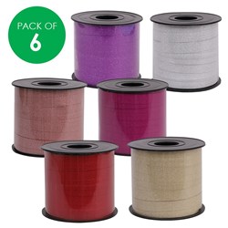 Glitter Curling Ribbon - Pack of 6 Colours