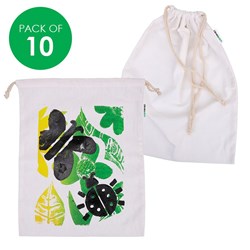 Cotton Drawstring Library Bags - Pack of 10