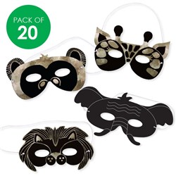 Printed Scratch Board Masks - Jungle Animals - Pack of 20
