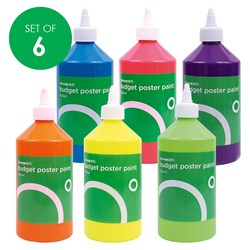 CleverPatch Budget Poster Paint - Fluoro - 500ml - Set of 6 Colours
