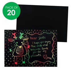 Scratch Board Sheets - Christmas Colours - Pack of 20