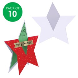 Cardboard Star Greeting Cards - White - Pack of 10
