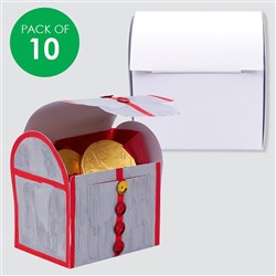 Cardboard Treasure Chests - White - Pack of 10
