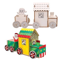 3D Wooden Christmas Train - Each