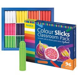 Paint Slicks by Zart Assorted Classroom Pack of 96 12 Basic Colours Included