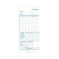 Bundy ERW Time Cards To Suit ER-1600 Pack 100 Minimum order 6 packs of 100