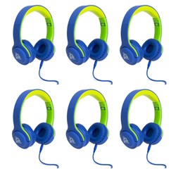 Micador Jr. SoundShare Headphones Blue/Green Bundle of 6
