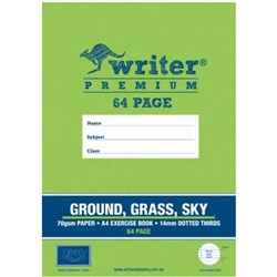 Writer Premium Exercise Book A4 Ground/Grass/Sky 14mm Dotted Thirds 64 Page