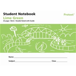 Protext Student Notebook Lime Green Double Ruled + Guide 8mm 32 Page