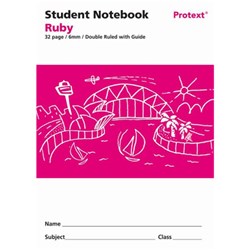 Protext Student Notebook Ruby Double Ruled + Guide 6mm 32 Page