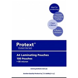 Protext Laminating Pouches A4 80 Micron Box of 100