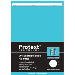 Protext Premium Exercise Book A4 Ruled 8mm E1 48 Page Polycover