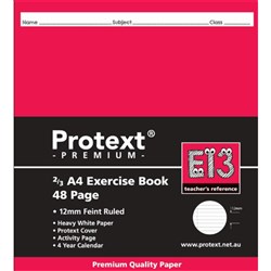 Protext Premium Exercise Book 2/3 A4 Ruled 12mm E13 48 Page Polycover