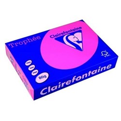 Trophee A4 Paper 80gsm Fluoro Rose Pink Ream 500 2973
