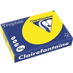 Trophee A4 Paper 80gsm Fluro Yellow Ream of 500 2977