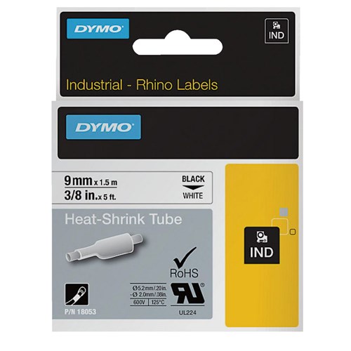 DYMSD18053_dymo_industrial_heat_shrink_tube_9mm_black_on_white