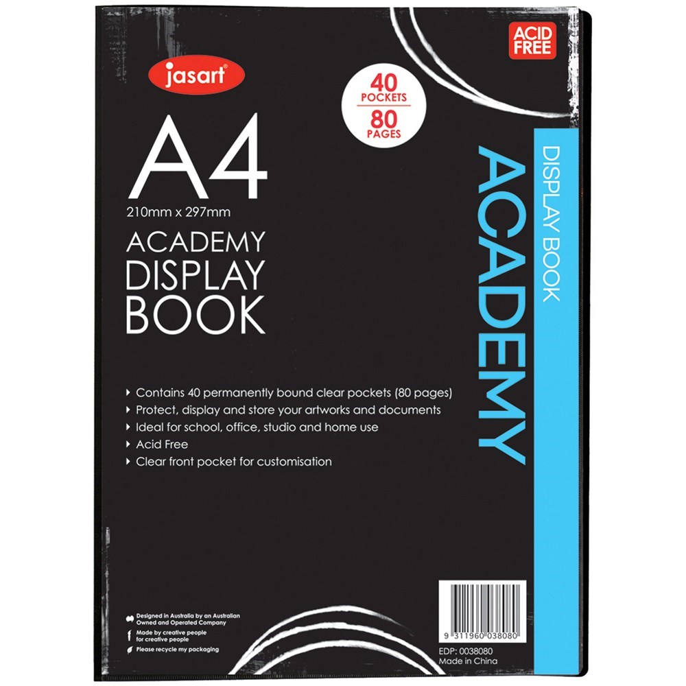 Files Jasart Academy Display Book A4 40 Pockets Stuart and Dunn