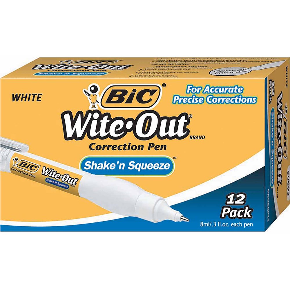 Correction Bic Shake Squeeze Correct Pen 8ml Pack of 12 Stuart and
